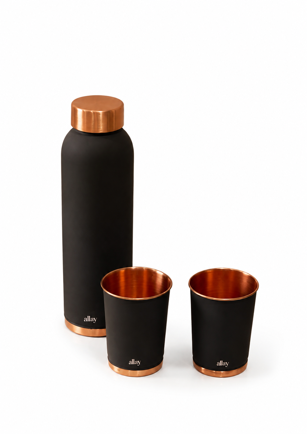 HYDRA COLOUR COPPER BOTTLE WITH GLASS SET - BROWN